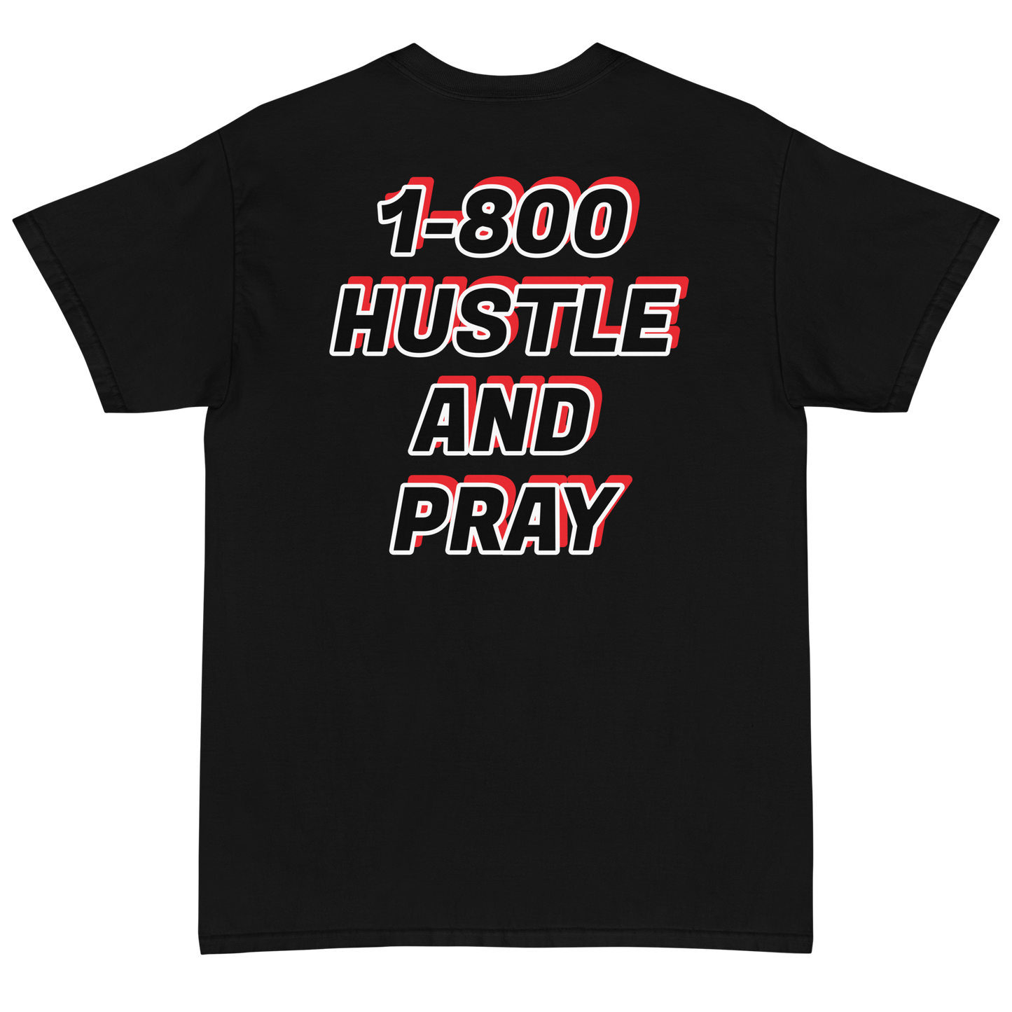 HUSTLE AND PRAY TEE IN BLACK